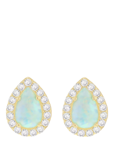 John Lewis IBB 9ct Gold Cubic Zirconia Halo Opal Teardrop Stud Earrings- Buy online at McGrocer