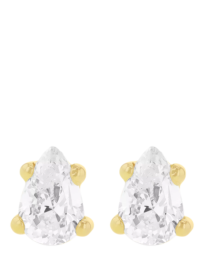John Lewis IBB 9ct Gold White Cubic Zirconia Pear Stud Earrings- Buy online at McGrocer