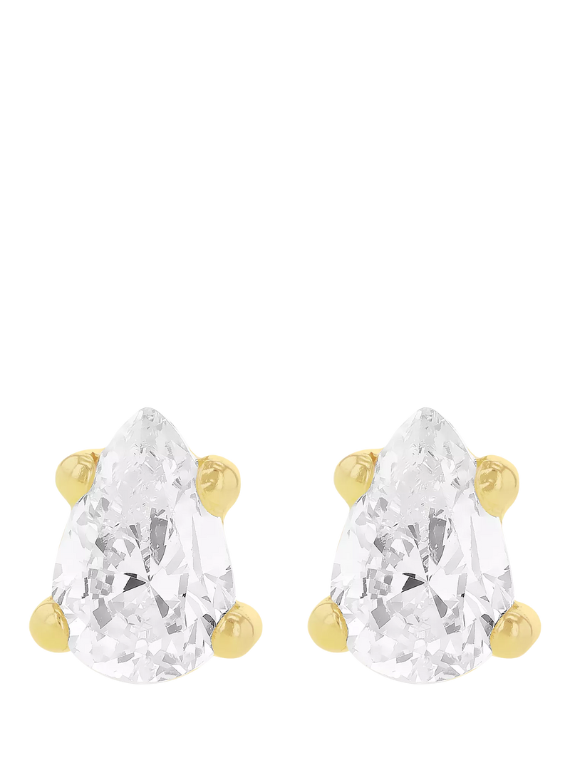 IBB 9ct gold cubic zirconia pear stud earrings, imported from the UK
