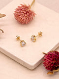 IBB 9ct gold cubic zirconia pear stud earrings, imported from the UK
