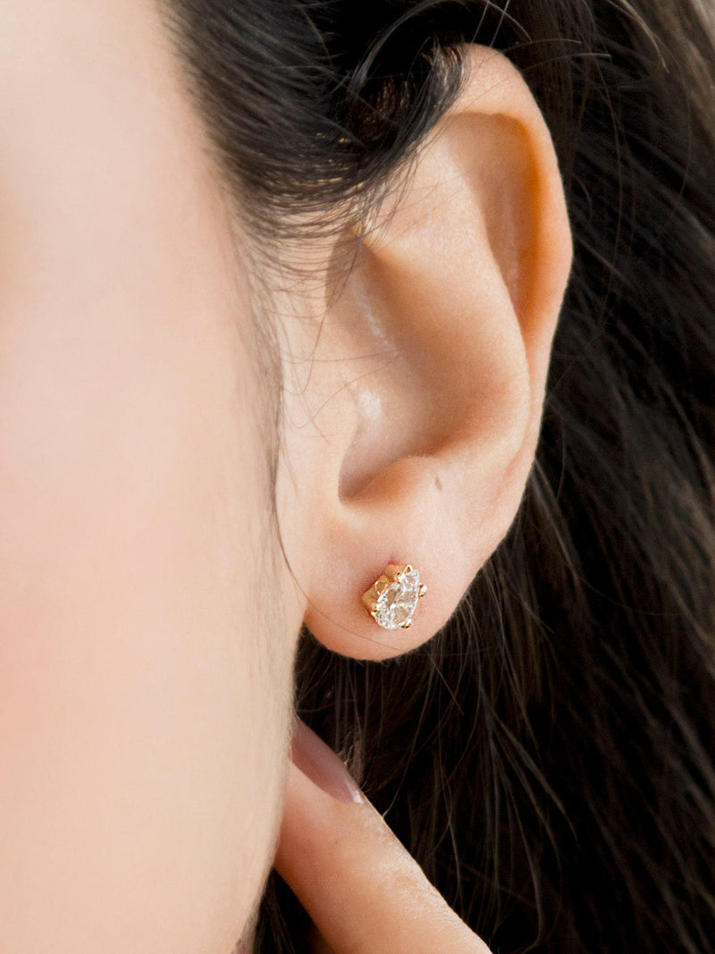 IBB 9ct gold cubic zirconia pear stud earrings, imported from the UK