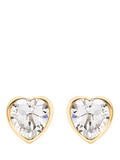 IBB 9ct gold cubic zirconia heart stud earrings (British brand)