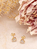 IBB 9ct gold cubic zirconia heart stud earrings (British brand)