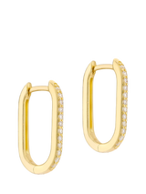 John Lewis IBB 9ct Gold Cubic Zirconia Rectangular Hoop Creole Earrings- Buy online at McGrocer