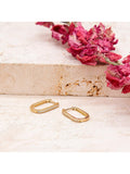 IBB 9ct gold rectangular hoop creole earrings with cubic zirconia, UK version