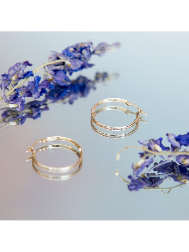 IBB 9ct gold cubic zirconia hoop earrings - British product