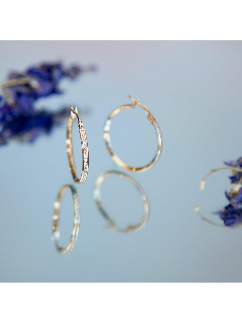 IBB 9ct gold cubic zirconia hoop earrings - British product