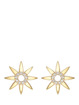 John Lewis IBB 9ct Gold Cubic Zirconia Flower Stud Earrings- Buy online at McGrocer