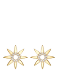 IBB 9ct gold cubic zirconia flower stud earrings, UK version