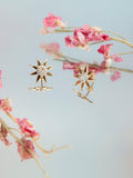IBB 9ct gold cubic zirconia flower stud earrings, UK version