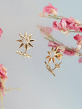 IBB 9ct gold cubic zirconia flower stud earrings, UK version