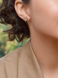 IBB 9ct gold cubic zirconia flower stud earrings, UK version