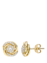 John Lewis IBB 9ct Gold Cubic Zirconia Rose Stud Earrings- Buy online at McGrocer