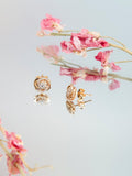 IBB gold cubic zirconia rose stud earrings, UK version