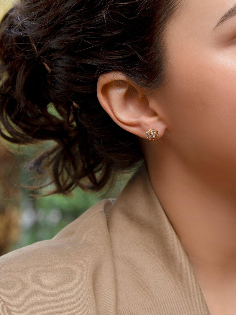 IBB gold cubic zirconia rose stud earrings, UK version