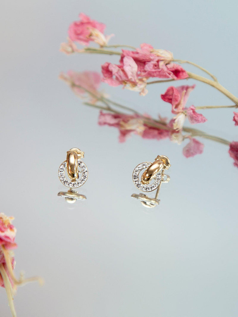 IBB 9ct gold cubic zirconia ring link stud earrings (British brand)