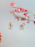 IBB 9ct gold cubic zirconia ring link stud earrings (British brand)
