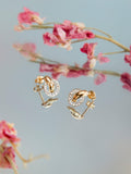 IBB 9ct gold cubic zirconia ring link stud earrings (British brand)