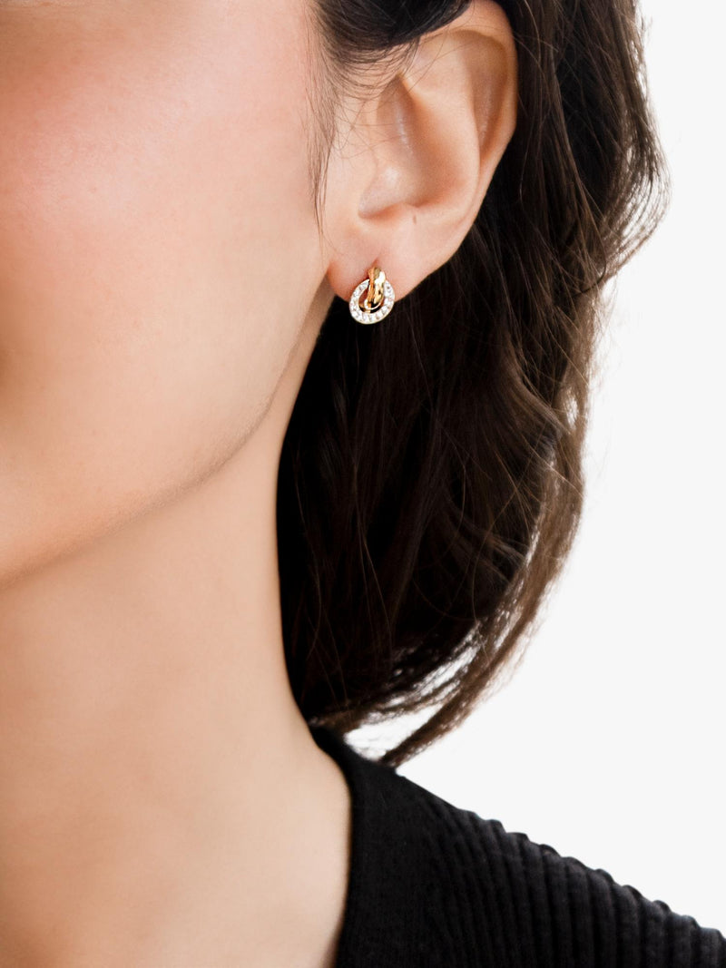 IBB 9ct gold cubic zirconia ring link stud earrings (British brand)