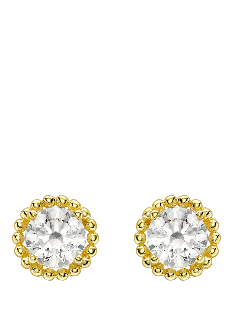IBB 9ct gold cubic zirconia halo stud earrings, imported from the UK