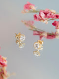 IBB 9ct gold cubic zirconia halo stud earrings, imported from the UK