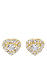John Lewis IBB 9ct Gold Cubic Zirconia Halo Heart Stud Earrings- Buy online at McGrocer
