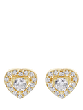 IBB cubic zirconia halo heart stud earrings 9ct gold, UK version