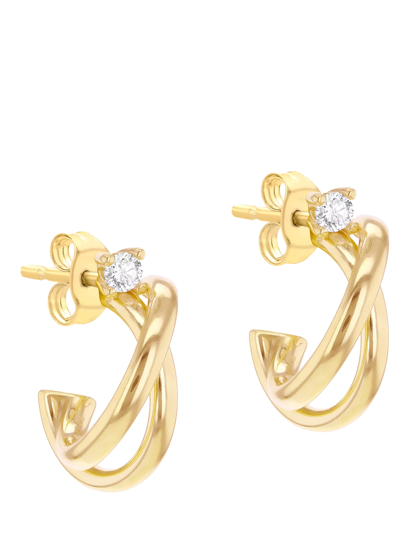 IBB 9ct gold cubic zirconia hoop earrings (British brand)