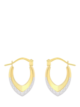 John Lewis IBB 9ct Two-Tone Gold Diamond Cut Creole Hoop Earrings, Gold/Silver- Buy online at McGrocer