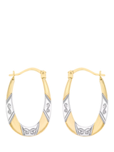 John Lewis IBB 9ct Two-Tone Gold Patterned Creole Hoop Earrings- Buy online at McGrocer