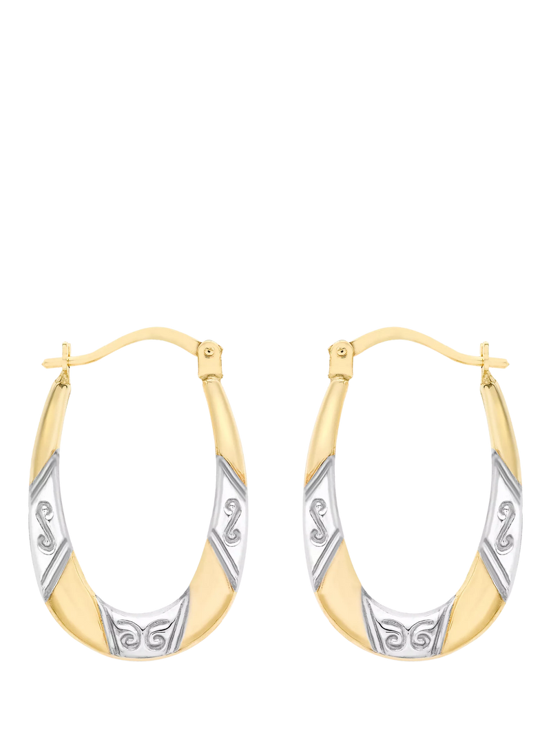 IBB 9ct two-tone gold creole hoop earrings, imported from the UK