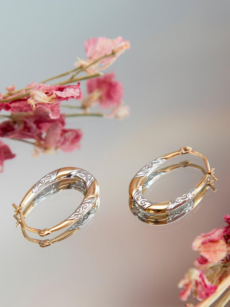 IBB 9ct two-tone gold creole hoop earrings, imported from the UK