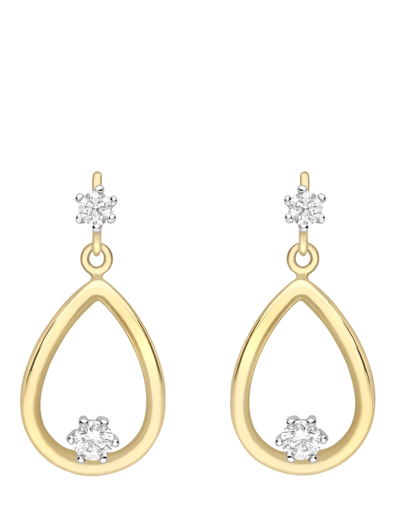 IBB 9ct gold cubic zirconia teardrop earrings, imported from the UK
