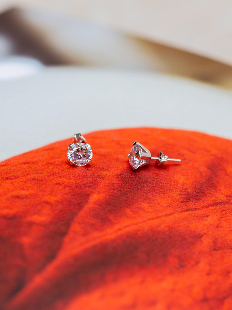 IBB stud earrings cubic zirconia round (British brand)