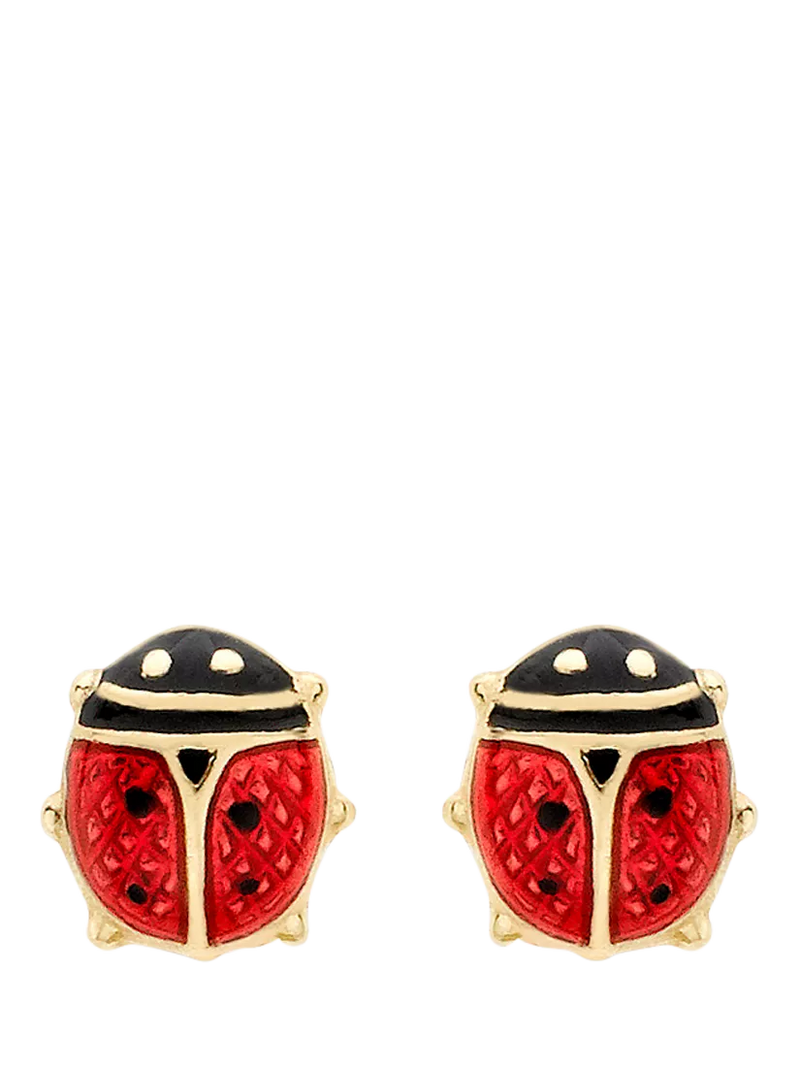 IBB 18ct gold enamel ladybird stud earrings - British product