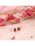 IBB 18ct gold enamel ladybird stud earrings - British product