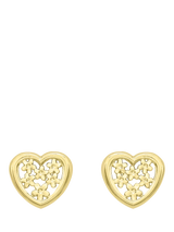 John Lewis IBB 18ct Gold Flower Heart Stud Earrings- Buy online at McGrocer