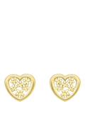 IBB 18ct gold flower heart stud earrings, imported from the UK