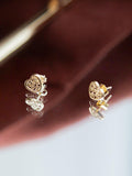 IBB 18ct gold flower heart stud earrings, imported from the UK