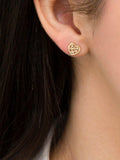 IBB 18ct gold flower heart stud earrings, imported from the UK
