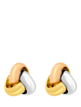 John Lewis IBB 18ct Gold Tri-Colour Triple Knot Stud Earrings, Multi- Buy online at McGrocer