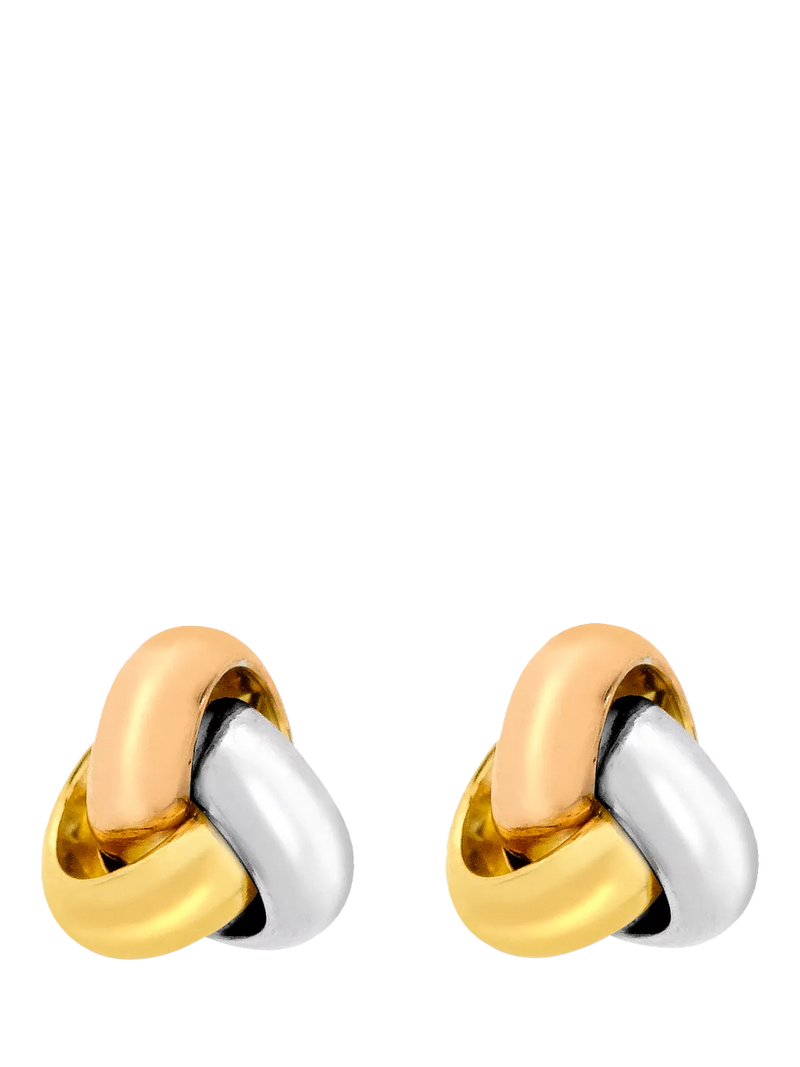 IBB 18ct gold triple knot stud earrings (British brand)