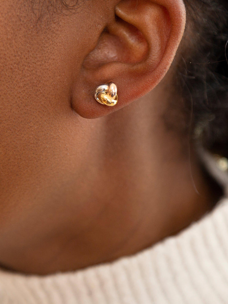 IBB 18ct gold triple knot stud earrings (British brand)