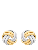 John Lewis IBB 18ct Two-Tone Gold Double Knot Stud Earrings, Gold/Silver- Buy online at McGrocer
