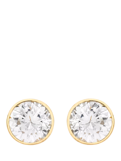 John Lewis IBB 18ct Gold Cubic Zirconia Round Stud Earrings- Buy online at McGrocer