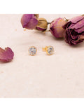 IBB gold cubic zirconia round stud earrings 18ct gold, imported from the UK