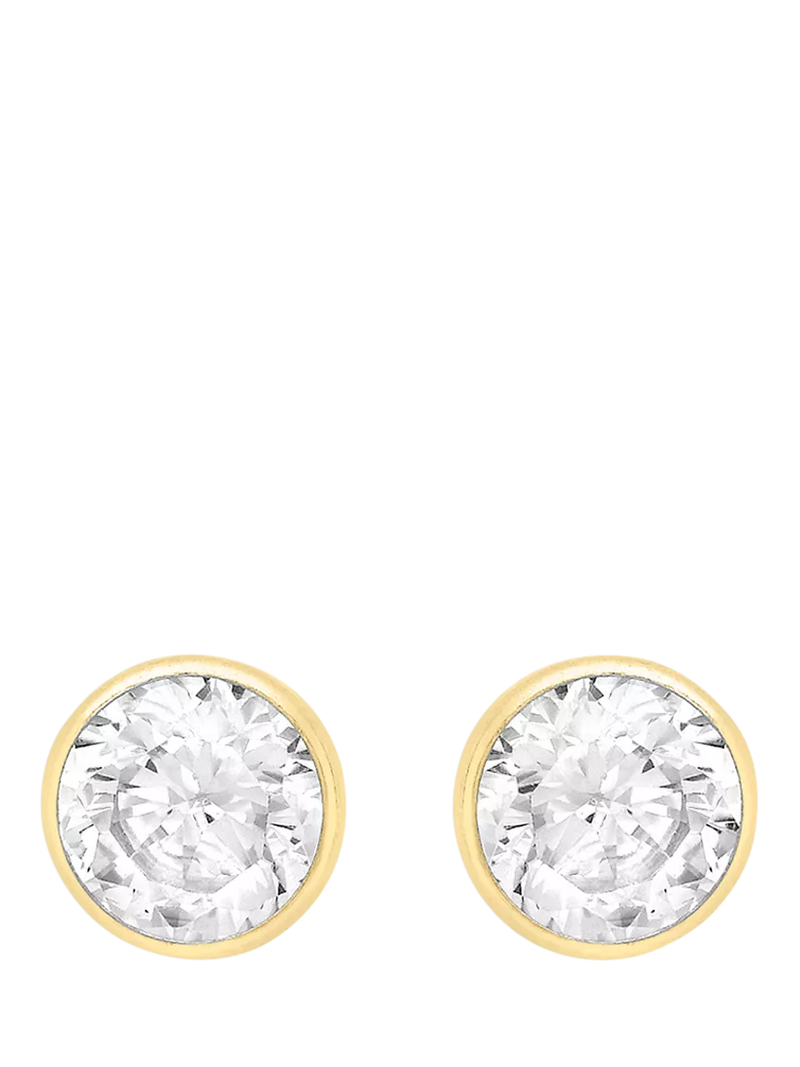 IBB 18ct gold cubic zirconia stud earrings 0.5cm, imported from the UK
