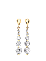 John Lewis IBB 18ct Gold Cubic Zirconia 5 Graduated Drop Earrings- Buy online at McGrocer
