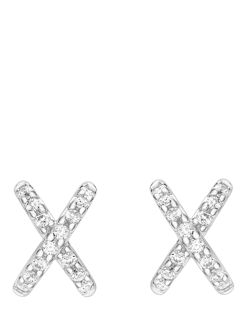IBB cross cubic zirconia earrings in 18ct white gold - British product
