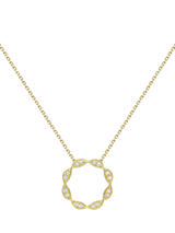 John Lewis IBB 9ct Gold Cubic Zirconia Twist Circle Trace Chain Pendant Necklace, 46cm- Buy online at McGrocer